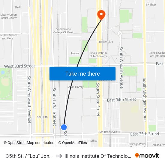 35th St. / "Lou" Jones to Illinois Institute Of Technology map