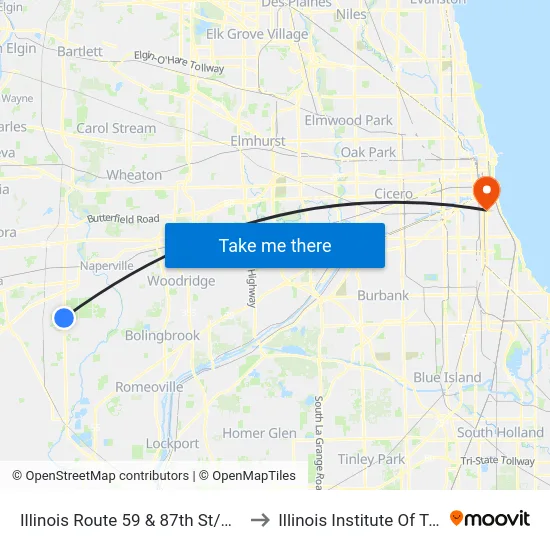 Illinois Route 59 & 87th St/White Eagle Dr to Illinois Institute Of Technology map