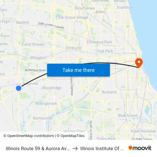 Illinois Route 59 & Aurora Ave/New York St to Illinois Institute Of Technology map