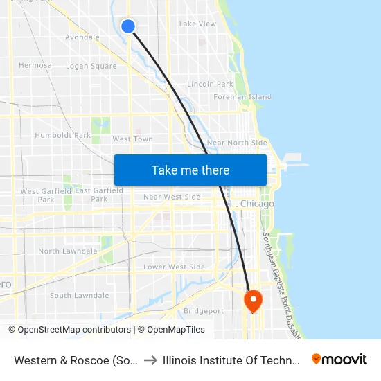 Western & Roscoe (South) to Illinois Institute Of Technology map