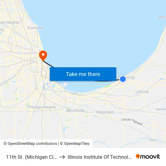 11th St. (Michigan City) to Illinois Institute Of Technology map