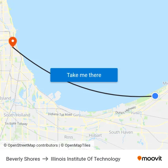 Beverly Shores to Illinois Institute Of Technology map