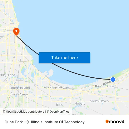 Dune Park to Illinois Institute Of Technology map