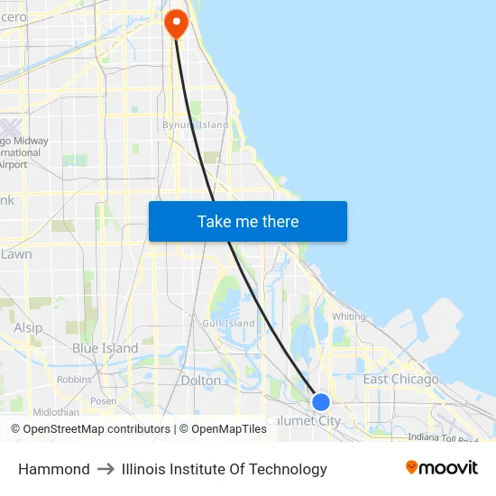 Hammond to Illinois Institute Of Technology map