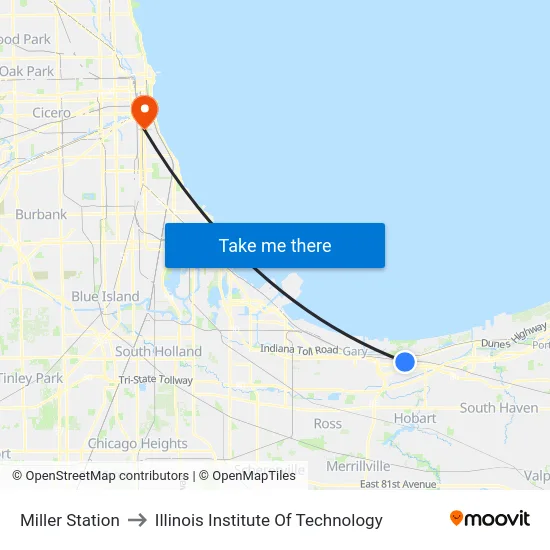 Miller Station to Illinois Institute Of Technology map