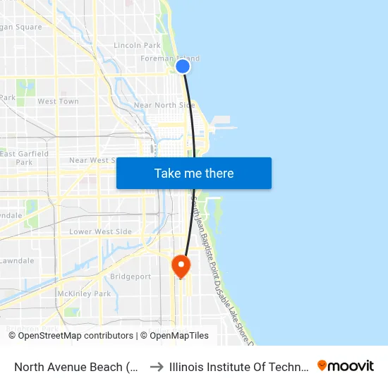North Avenue Beach (West) to Illinois Institute Of Technology map