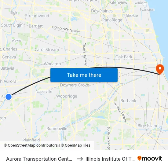 Aurora Transportation Center - Bus Stop C to Illinois Institute Of Technology map