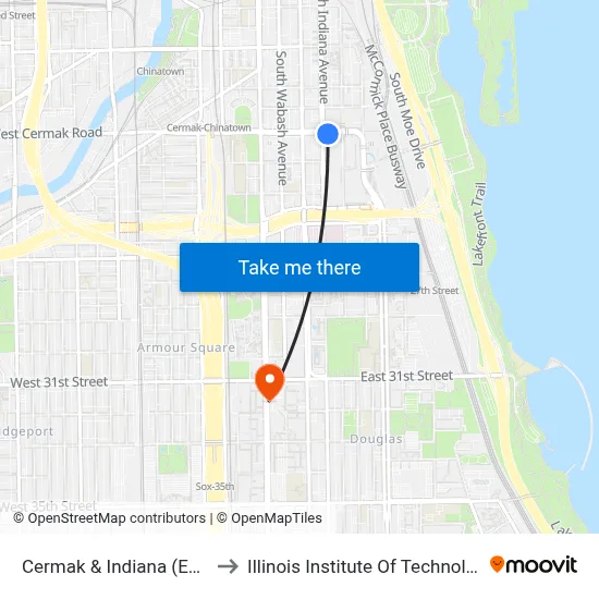 Cermak & Indiana (East) to Illinois Institute Of Technology map