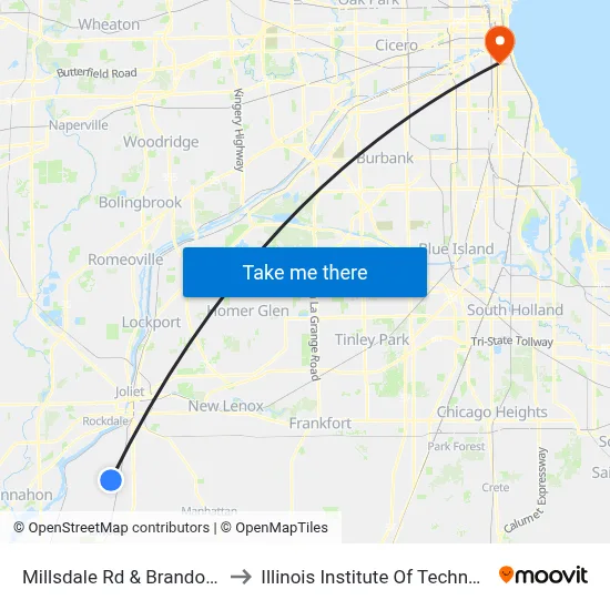 Millsdale Rd & Brandon Rd to Illinois Institute Of Technology map