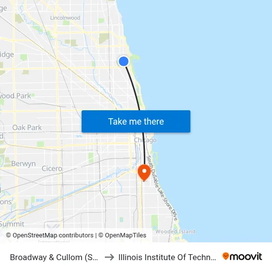 Broadway & Cullom (South) to Illinois Institute Of Technology map