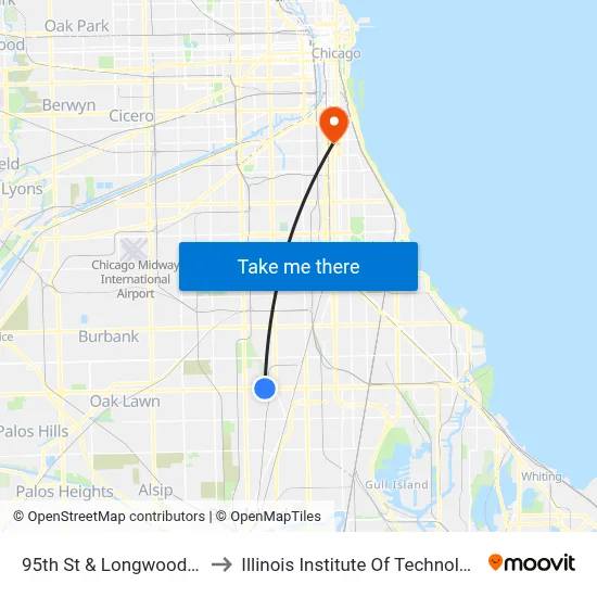 95th St & Longwood Dr to Illinois Institute Of Technology map