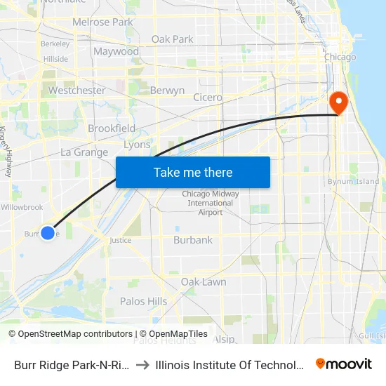Burr Ridge Park-N-Ride to Illinois Institute Of Technology map