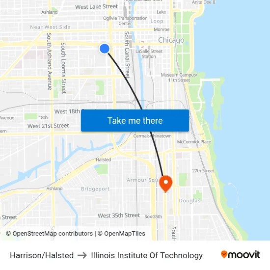 Harrison/Halsted to Illinois Institute Of Technology map