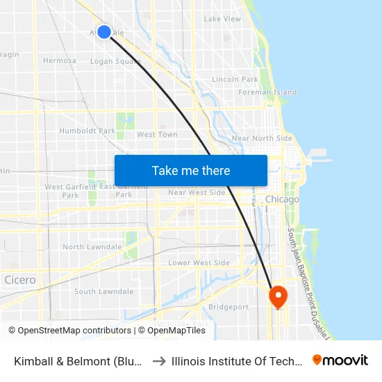 Kimball & Belmont (Blue Line) to Illinois Institute Of Technology map