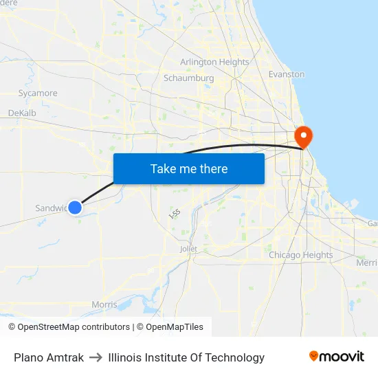 Plano Amtrak to Illinois Institute Of Technology map