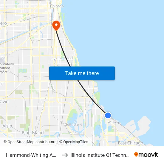 Hammond-Whiting Amtrak to Illinois Institute Of Technology map