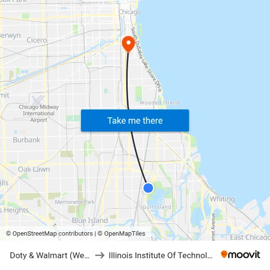 Doty & Walmart (West) to Illinois Institute Of Technology map
