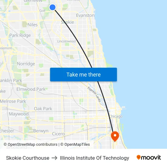 Skokie Courthouse to Illinois Institute Of Technology map
