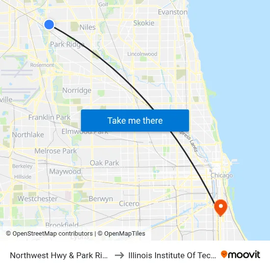 Northwest Hwy & Park Ridge Point to Illinois Institute Of Technology map