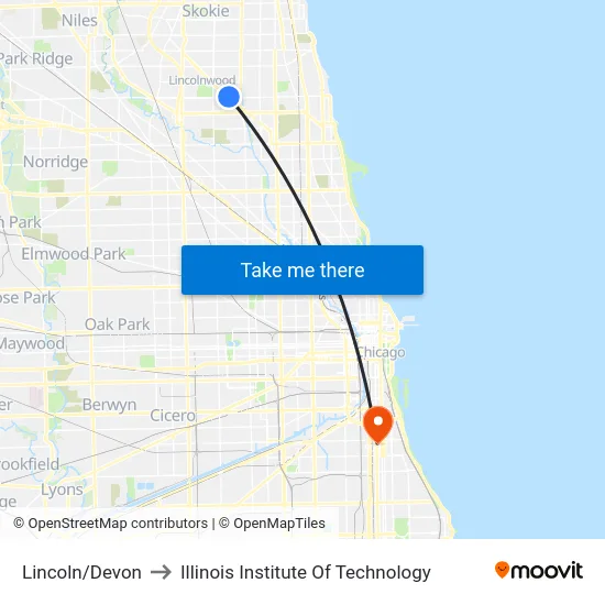 Lincoln/Devon to Illinois Institute Of Technology map