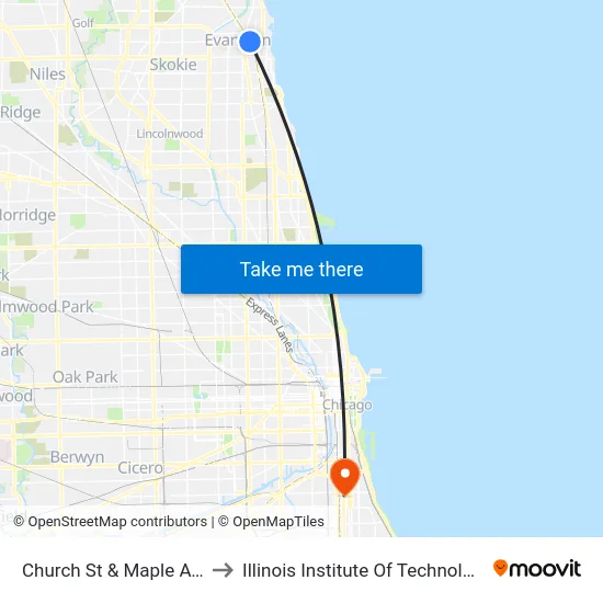 Church St & Maple Ave to Illinois Institute Of Technology map