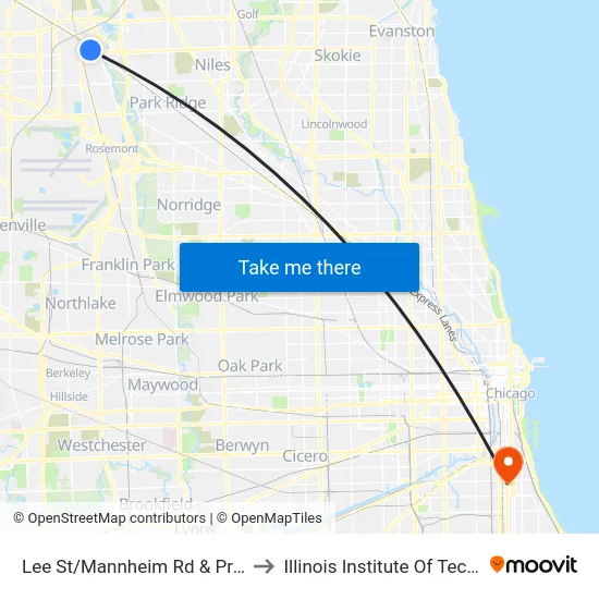 Lee St/Mannheim Rd & Prairie Ave to Illinois Institute Of Technology map