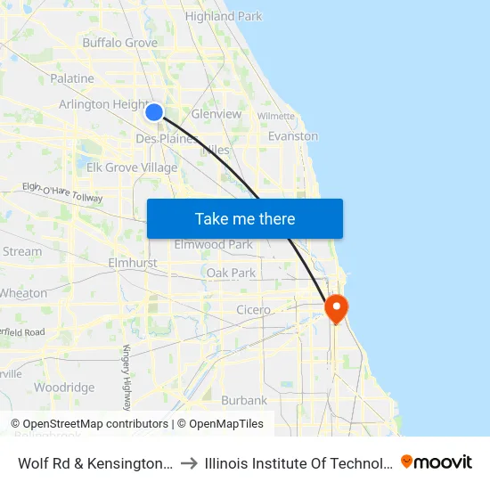Wolf Rd & Kensington Rd to Illinois Institute Of Technology map