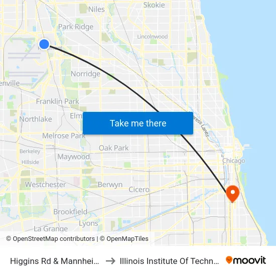 Higgins Rd & Mannheim Rd to Illinois Institute Of Technology map