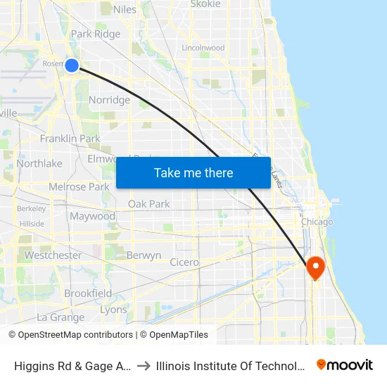 Higgins Rd & Gage Ave to Illinois Institute Of Technology map