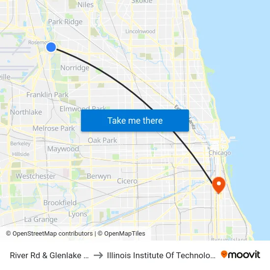 River Rd & Glenlake St to Illinois Institute Of Technology map