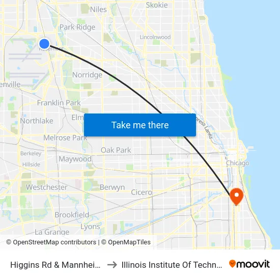 Higgins Rd & Mannheim Rd to Illinois Institute Of Technology map
