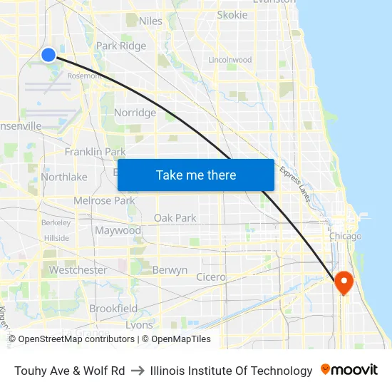 Touhy Ave & Wolf Rd to Illinois Institute Of Technology map