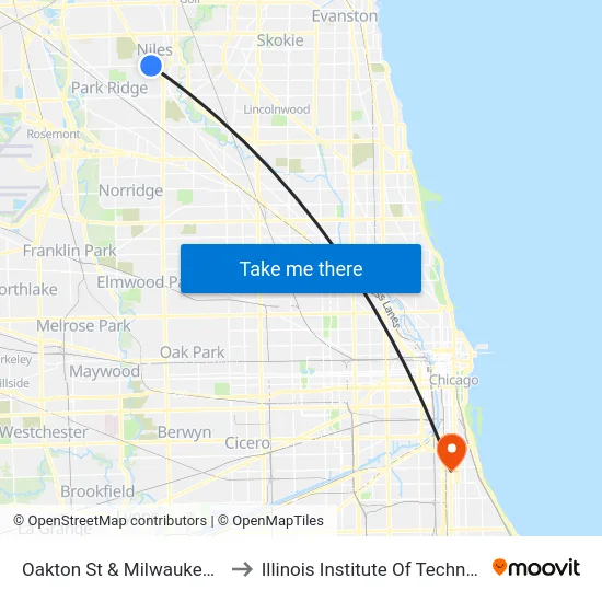 Oakton St & Milwaukee Ave to Illinois Institute Of Technology map