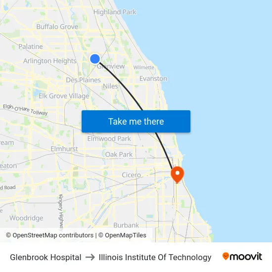 Glenbrook Hospital to Illinois Institute Of Technology map