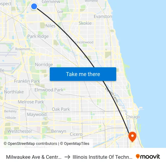 Milwaukee Ave & Central Rd to Illinois Institute Of Technology map