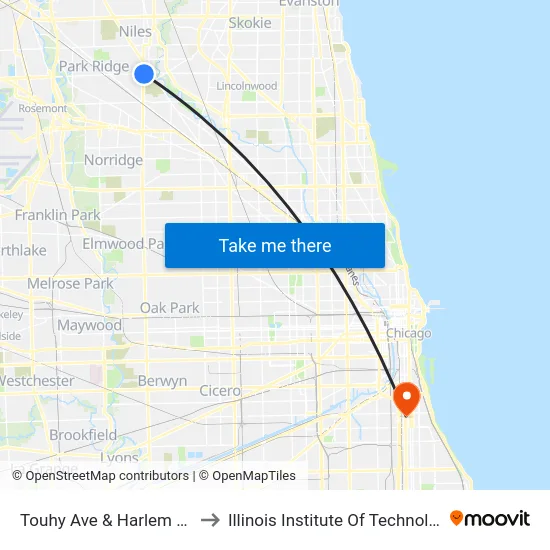 Touhy Ave & Harlem Ave to Illinois Institute Of Technology map