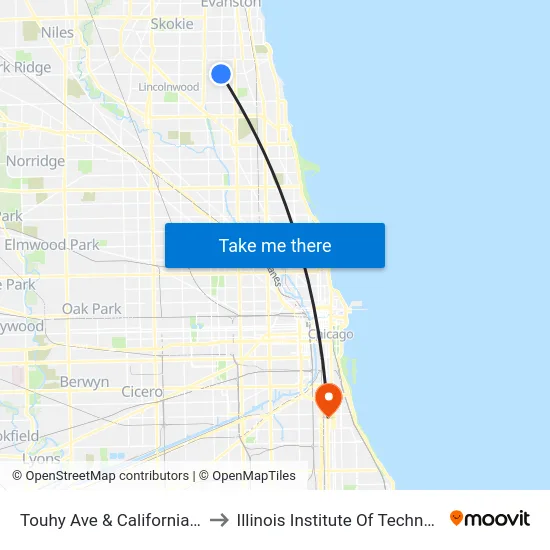 Touhy Ave & California Ave to Illinois Institute Of Technology map