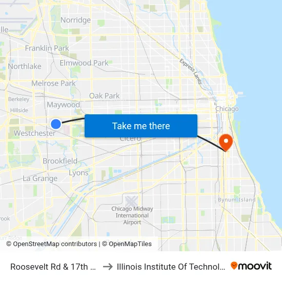 Roosevelt Rd & 17th Ave to Illinois Institute Of Technology map