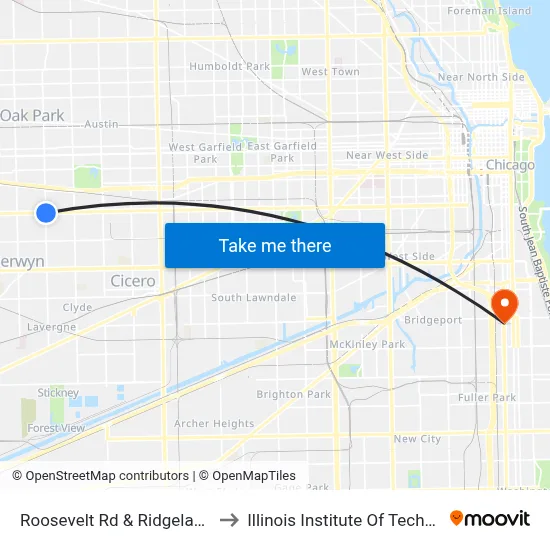 Roosevelt Rd & Ridgeland Ave to Illinois Institute Of Technology map