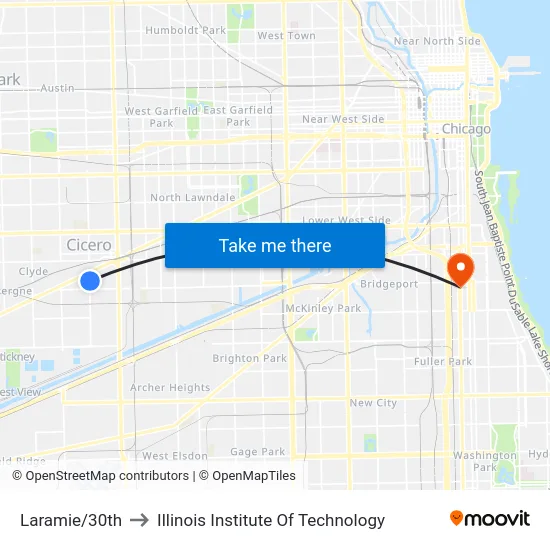 Laramie/30th to Illinois Institute Of Technology map
