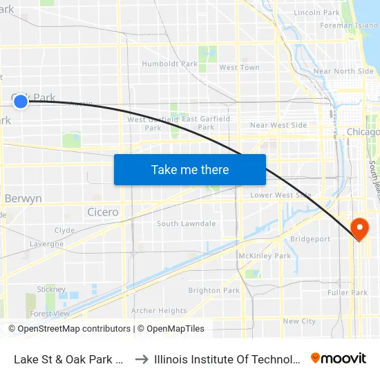Lake St & Oak Park Ave to Illinois Institute Of Technology map