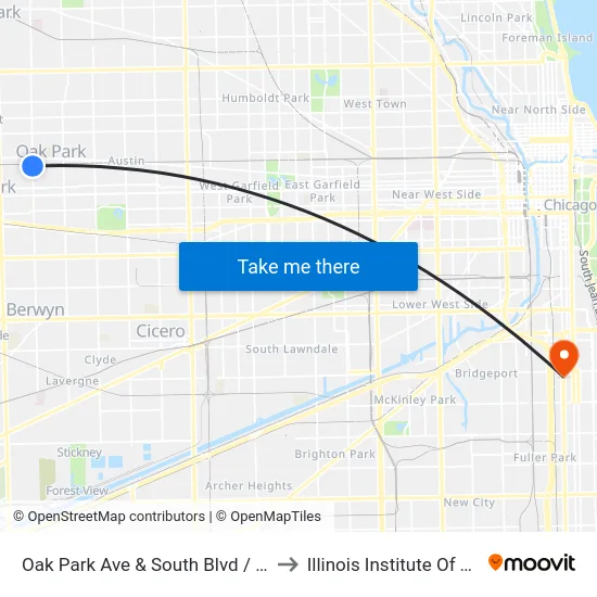 Oak Park Ave & South Blvd / Cta Green Line to Illinois Institute Of Technology map