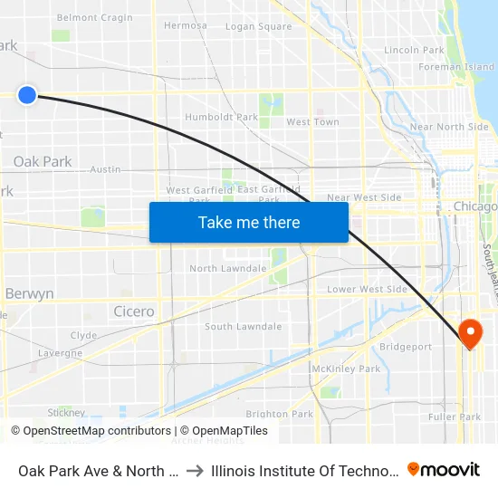 Oak Park Ave & North Ave to Illinois Institute Of Technology map