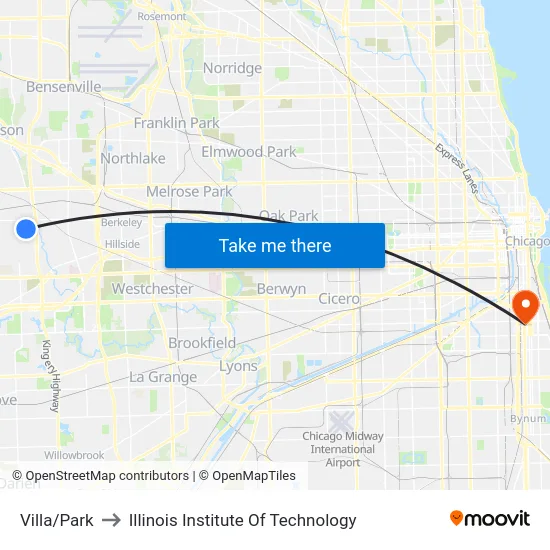 Villa/Park to Illinois Institute Of Technology map