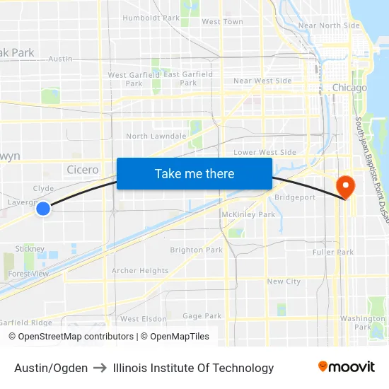 Austin/Ogden to Illinois Institute Of Technology map