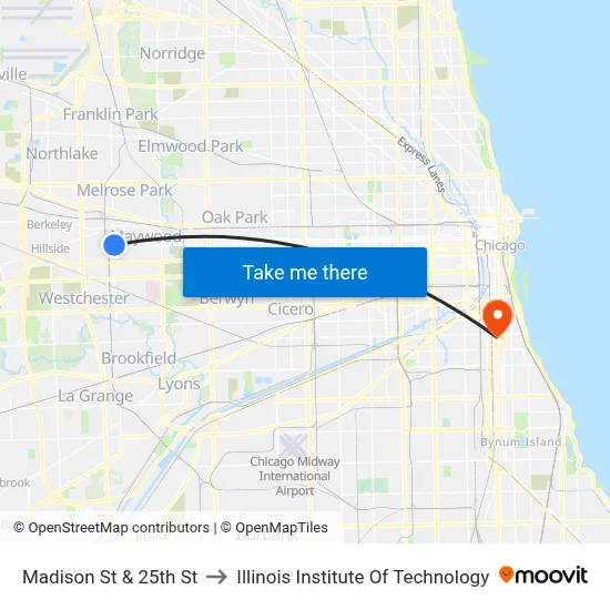 Madison St & 25th St to Illinois Institute Of Technology map