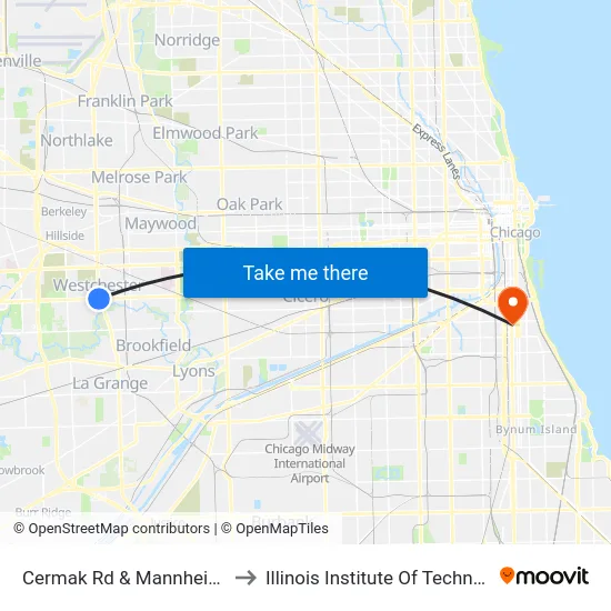 Cermak Rd & Mannheim Rd to Illinois Institute Of Technology map