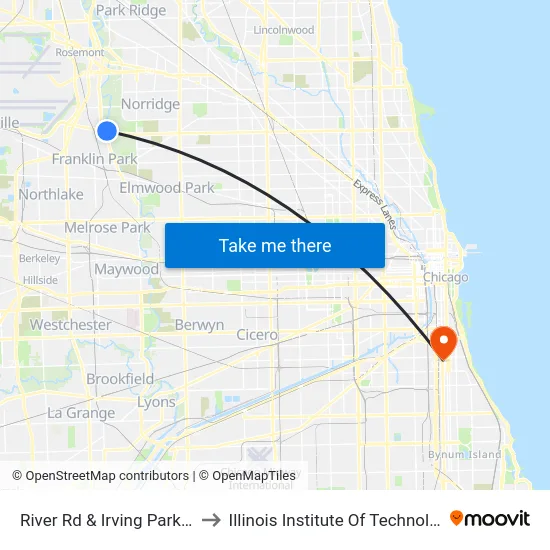 River Rd & Irving Park Rd to Illinois Institute Of Technology map