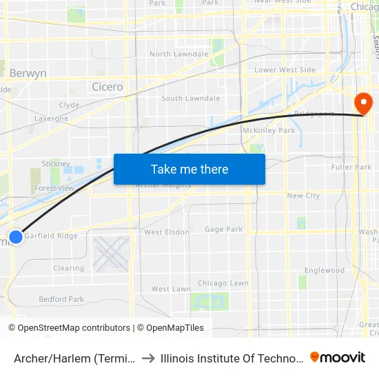 Archer/Harlem (Terminal) to Illinois Institute Of Technology map