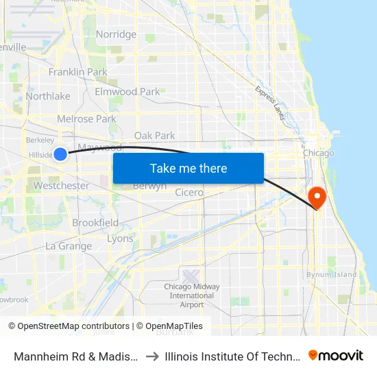 Mannheim Rd & Madison St to Illinois Institute Of Technology map